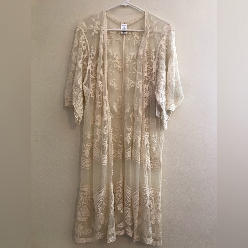 Lace Cream Colored Kimono - NWT